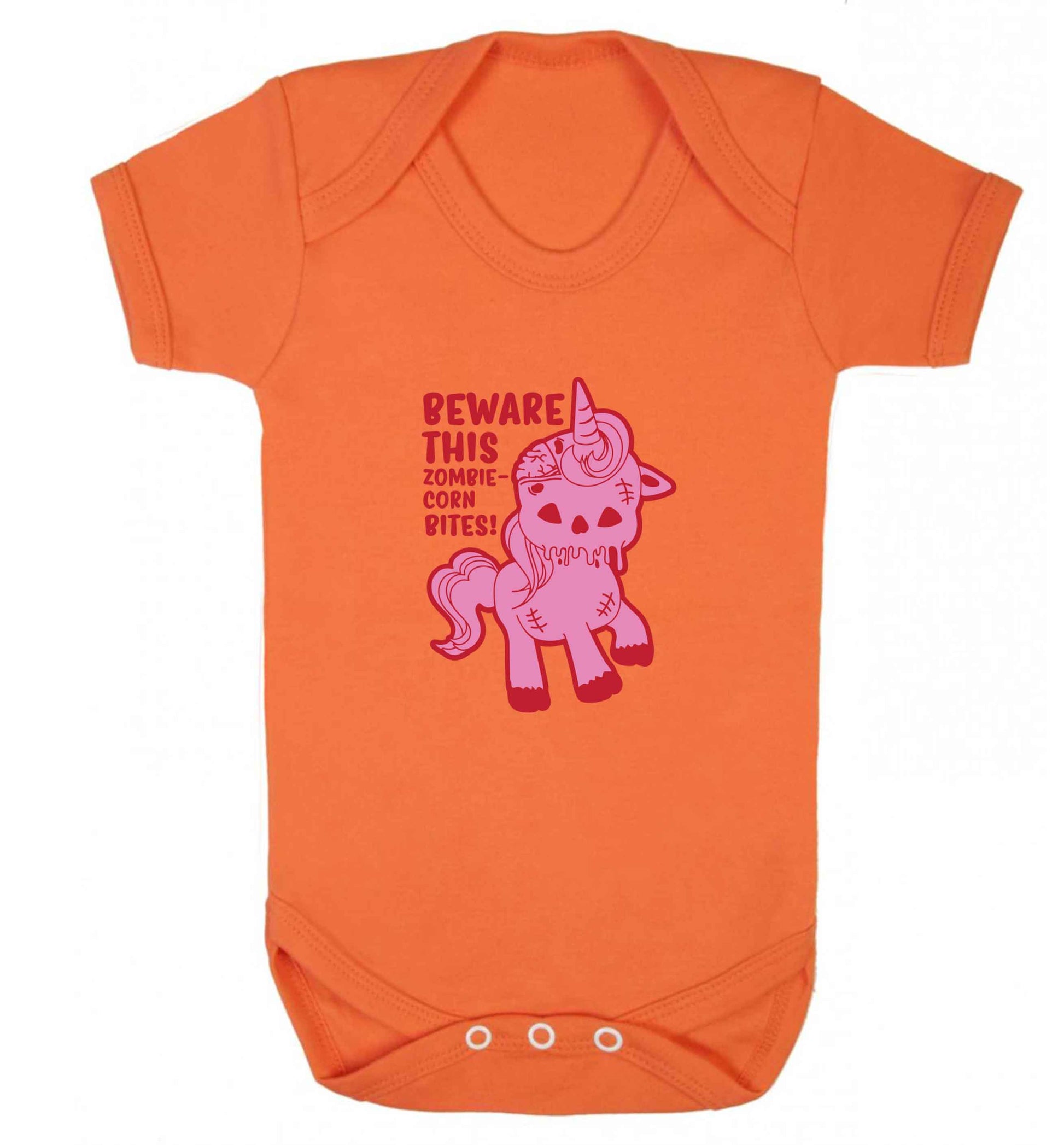 Beware this zombiecorn bites baby vest orange 18-24 months