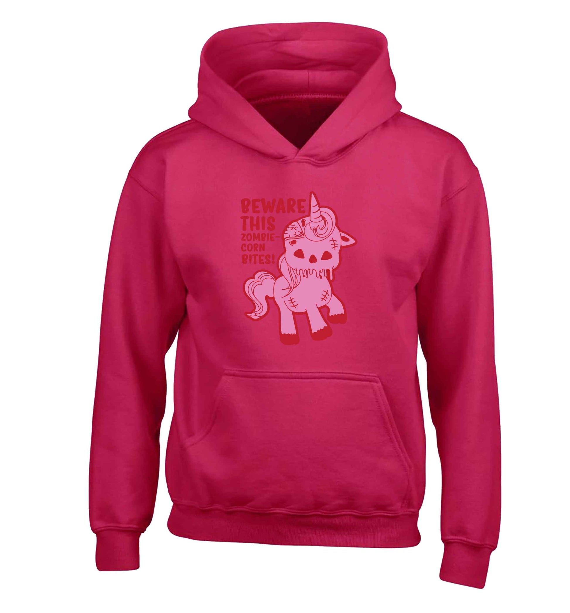 Beware this zombiecorn bites children's pink hoodie 12-13 Years