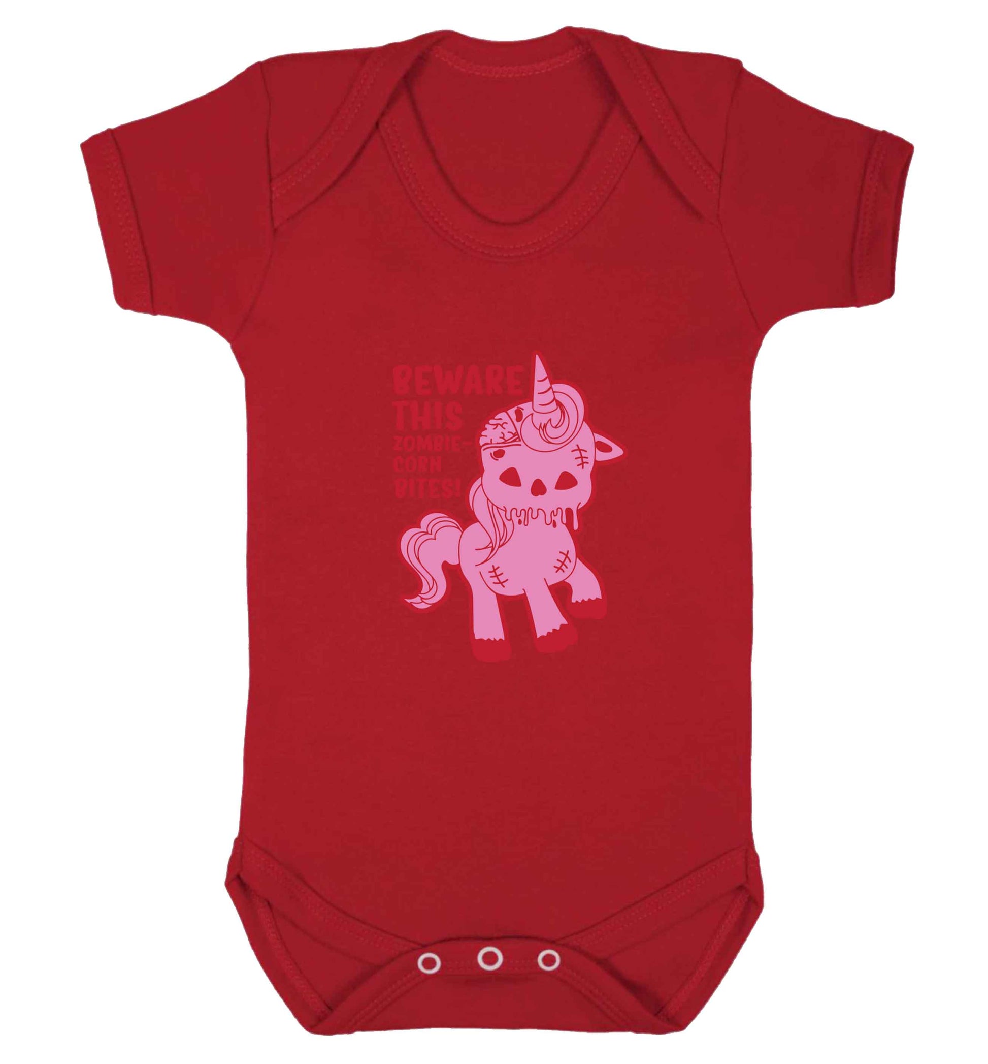 Beware this zombiecorn bites baby vest red 18-24 months