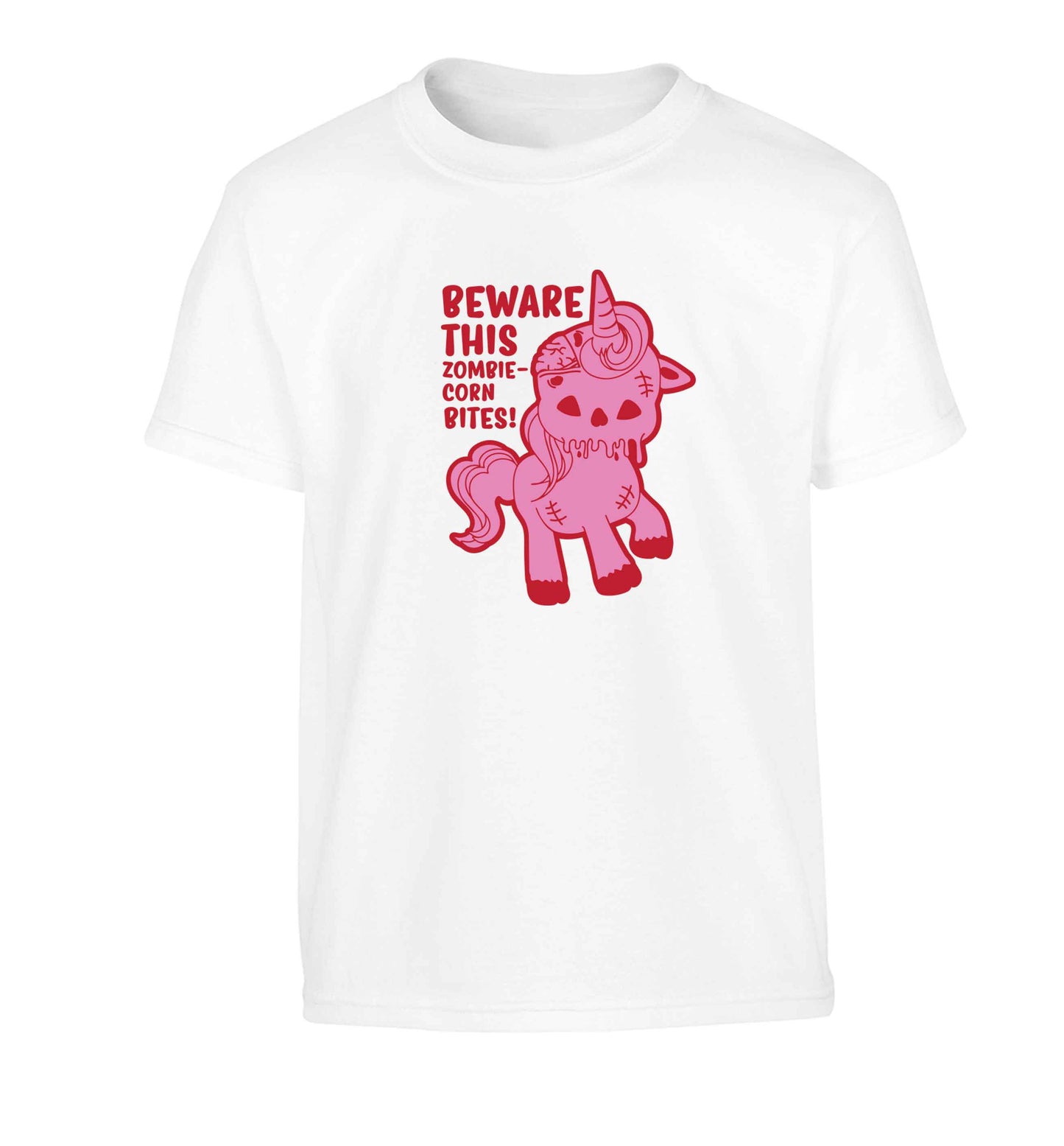 Beware this zombiecorn bites Children's white Tshirt 12-13 Years