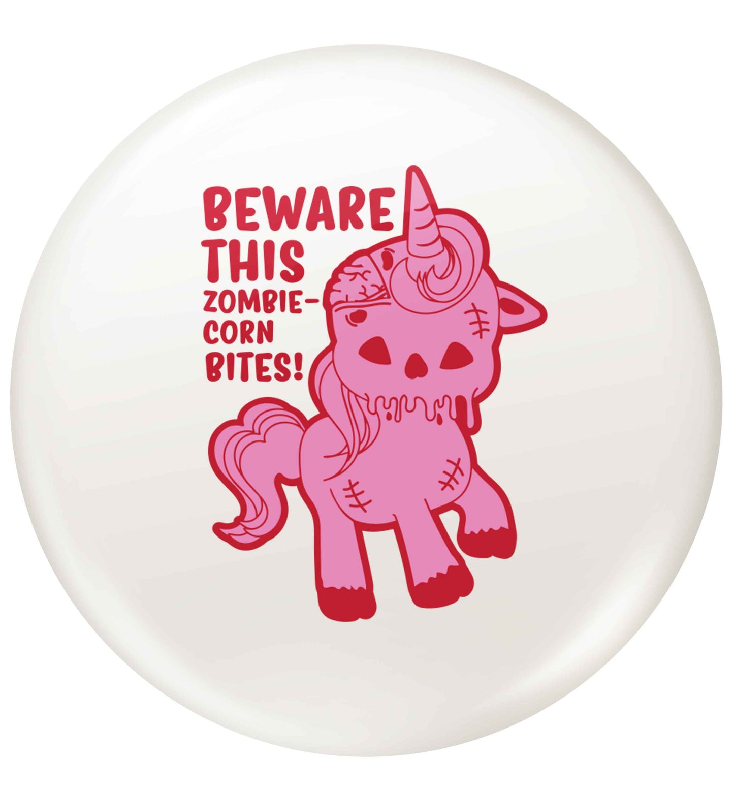 Beware this zombiecorn bites small 25mm Pin badge