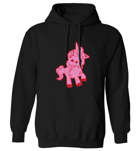 Zombie unicorn zombiecorn adults unisex black hoodie 2XL