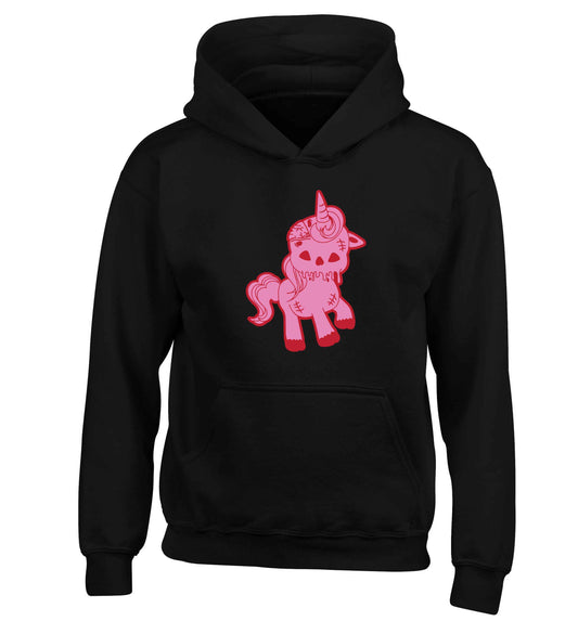 Zombie unicorn zombiecorn children's black hoodie 12-13 Years