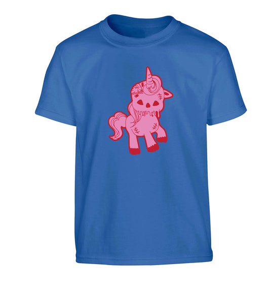 Zombie unicorn zombiecorn Children's blue Tshirt 12-13 Years