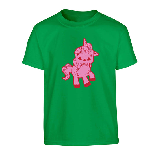 Zombie unicorn zombiecorn Children's green Tshirt 12-13 Years
