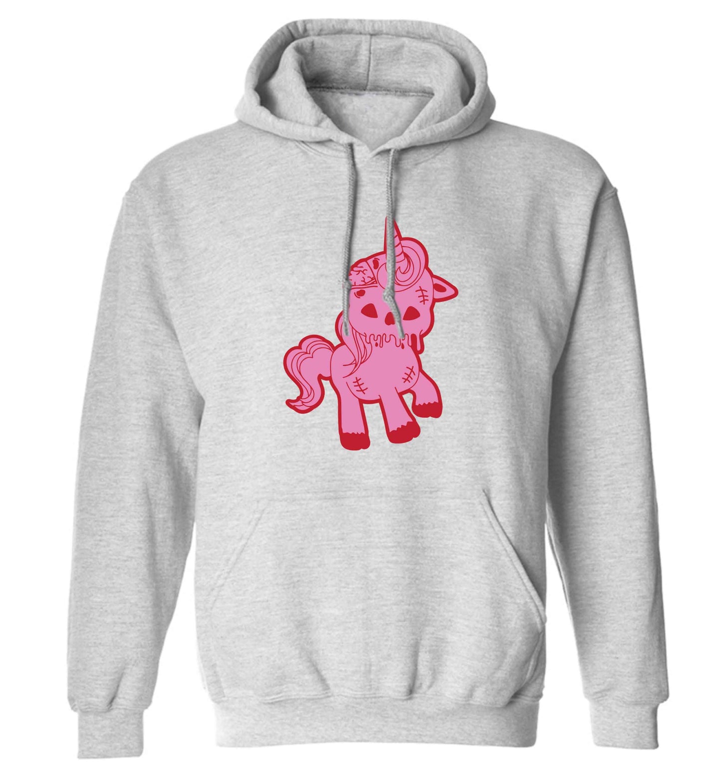 Zombie unicorn zombiecorn adults unisex grey hoodie 2XL