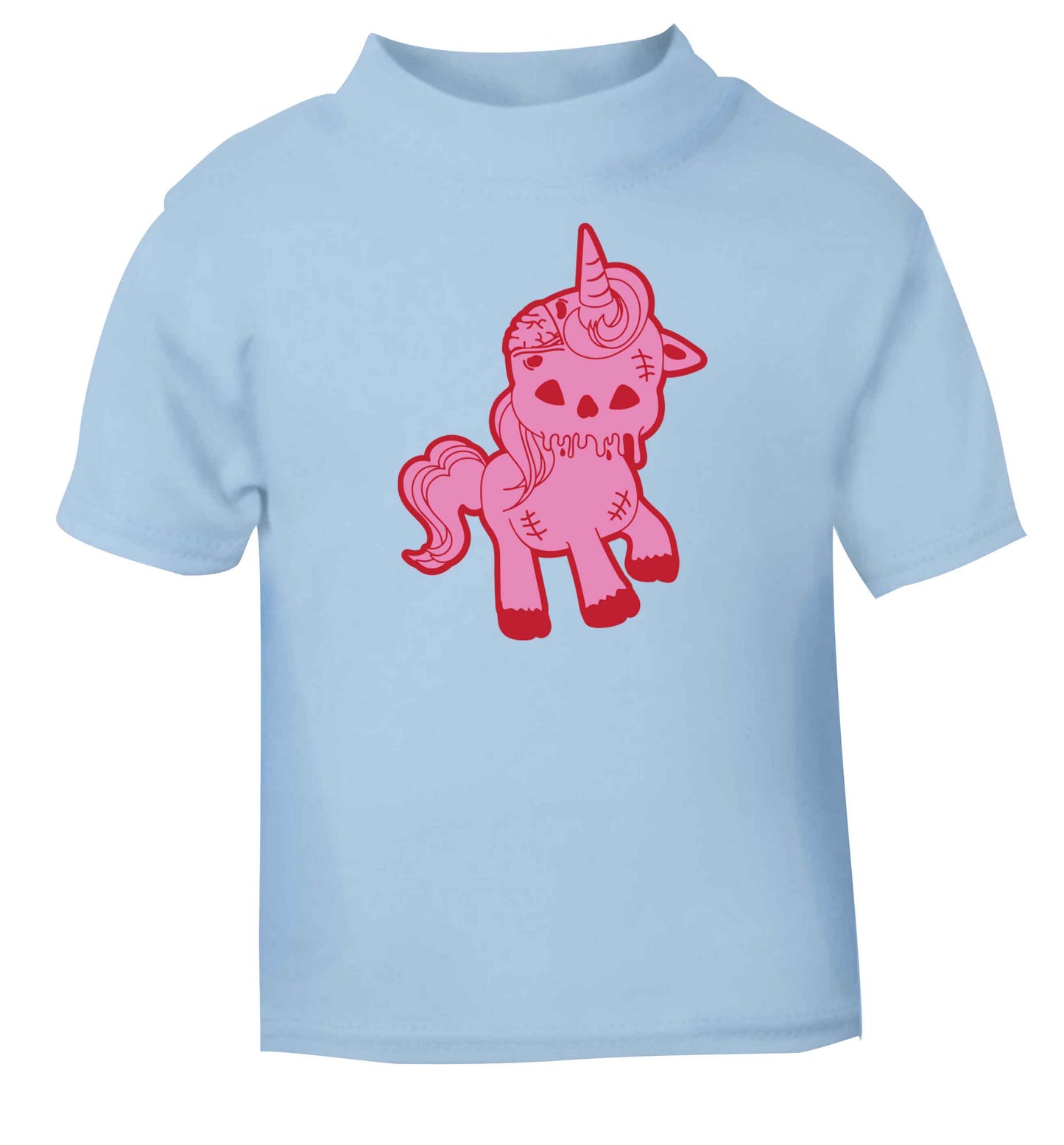 Zombie unicorn zombiecorn light blue baby toddler Tshirt 2 Years