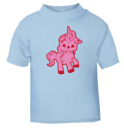 Zombie unicorn zombiecorn light blue baby toddler Tshirt 2 Years