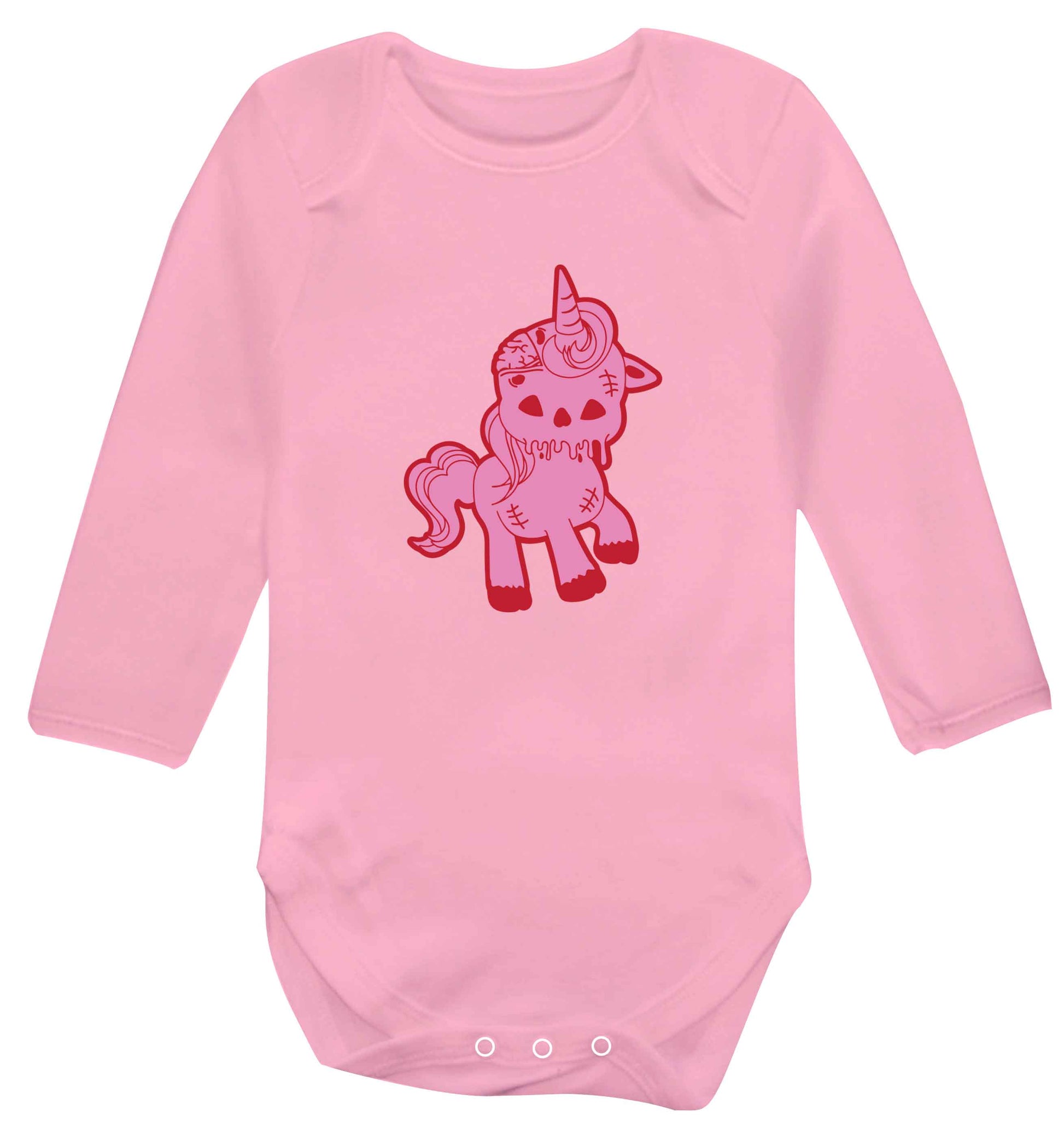 Zombie unicorn zombiecorn baby vest long sleeved pale pink 6-12 months