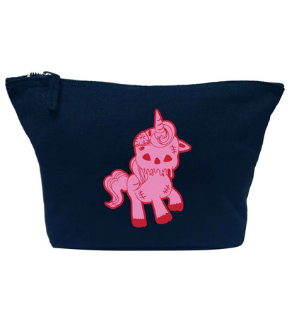 Zombie unicorn zombiecorn navy makeup bag