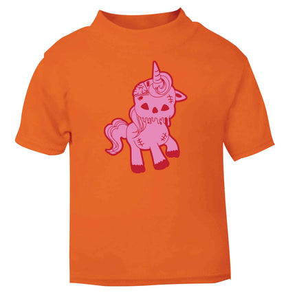 Zombie unicorn zombiecorn orange baby toddler Tshirt 2 Years