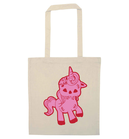 Zombie unicorn zombiecorn natural tote bag