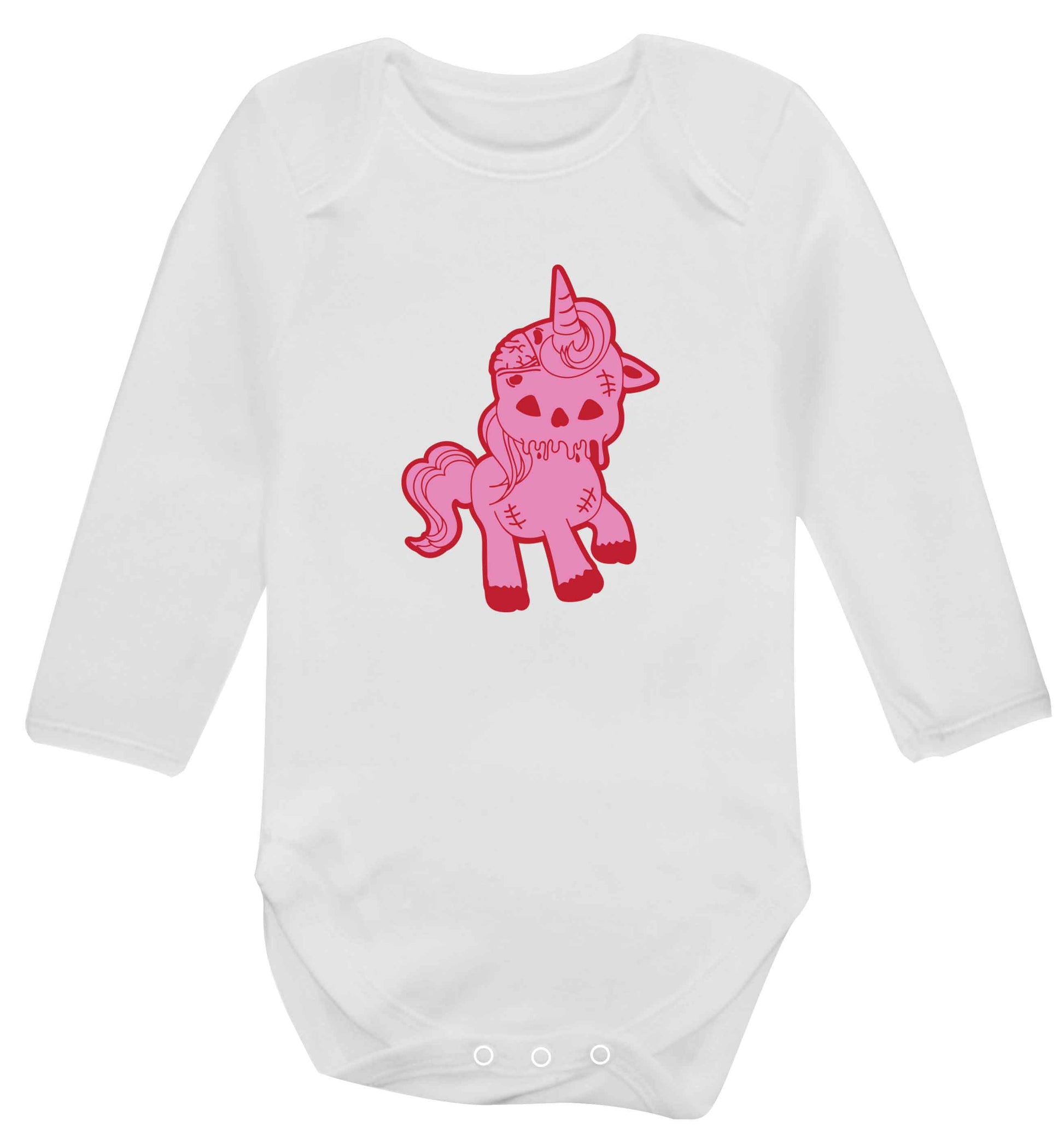 Zombie unicorn zombiecorn baby vest long sleeved white 6-12 months