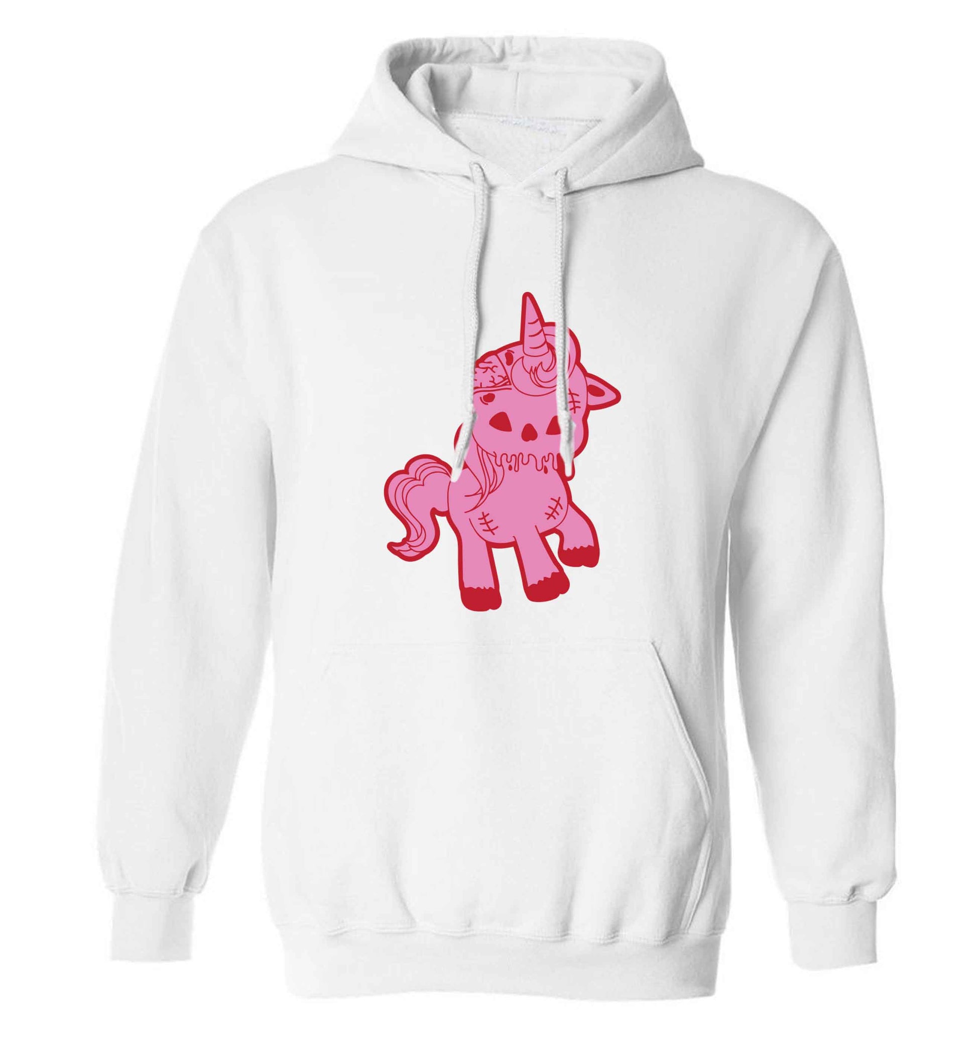Zombie unicorn zombiecorn adults unisex white hoodie 2XL