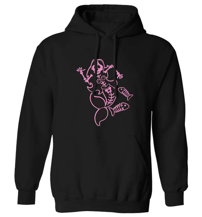 Skeleton mermaid adults unisex black hoodie 2XL