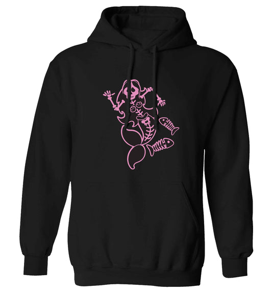 Skeleton mermaid adults unisex black hoodie 2XL