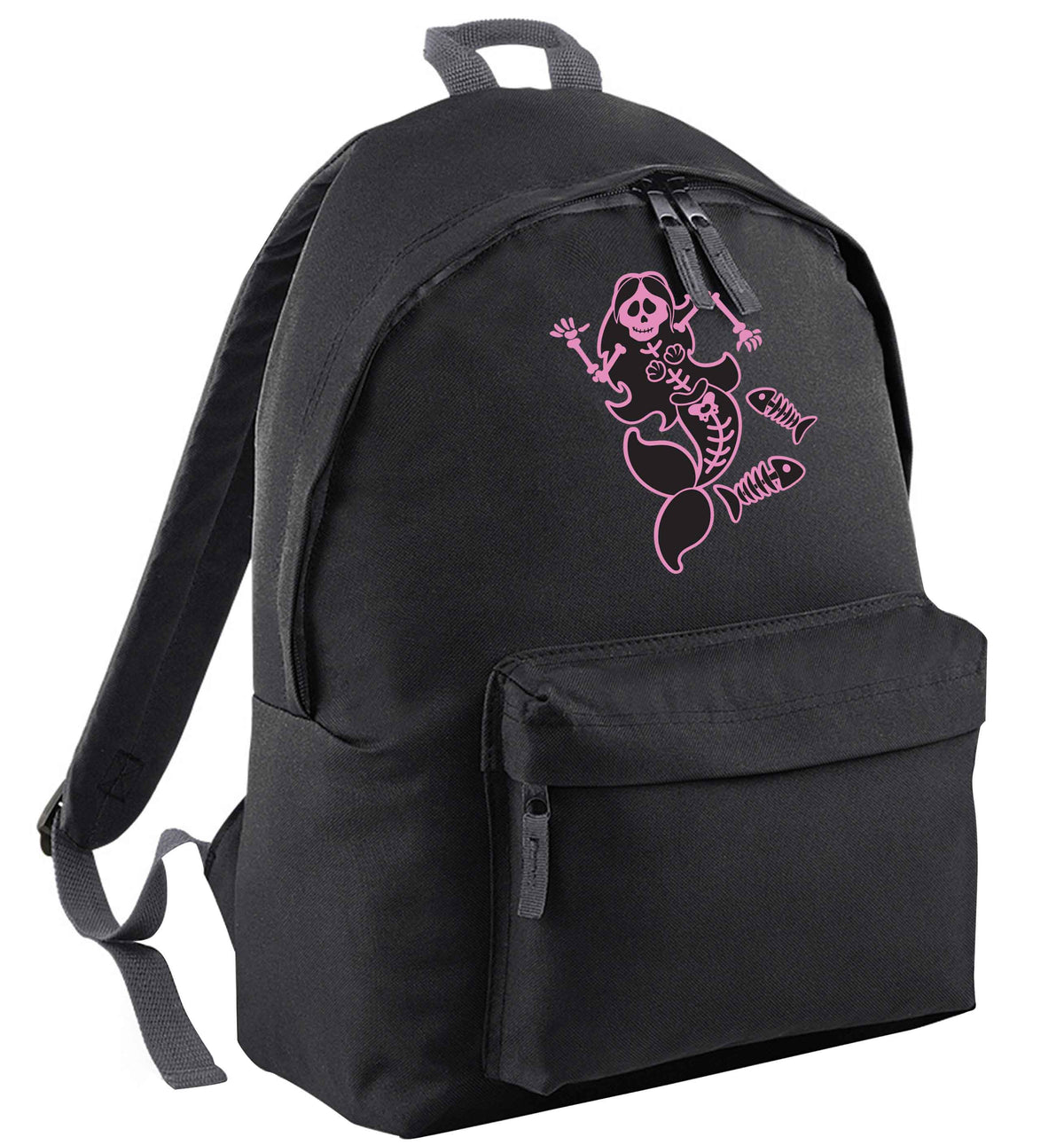 Skeleton mermaid black adults backpack