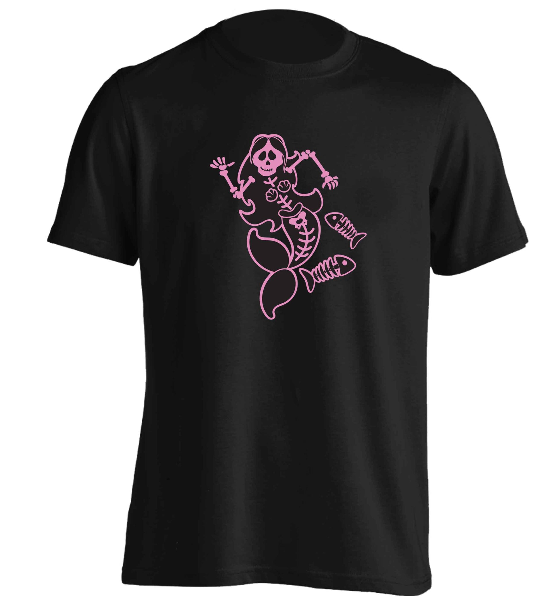 Skeleton mermaid adults unisex black Tshirt 2XL