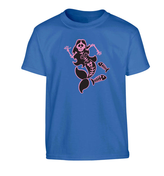 Skeleton mermaid Children's blue Tshirt 12-13 Years