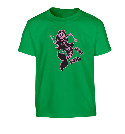Skeleton mermaid Children's green Tshirt 12-13 Years