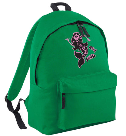 Skeleton mermaid green adults backpack