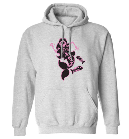 Skeleton mermaid adults unisex grey hoodie 2XL