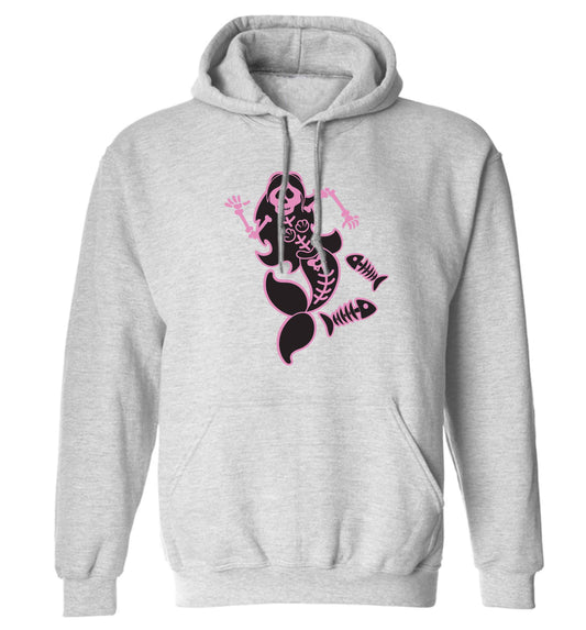 Skeleton mermaid adults unisex grey hoodie 2XL