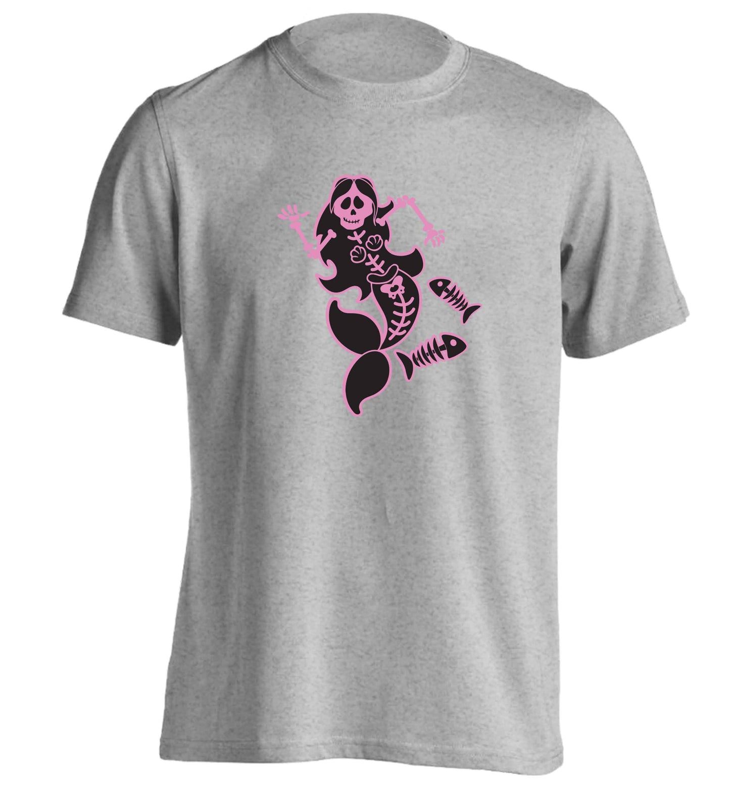 Skeleton mermaid adults unisex grey Tshirt 2XL