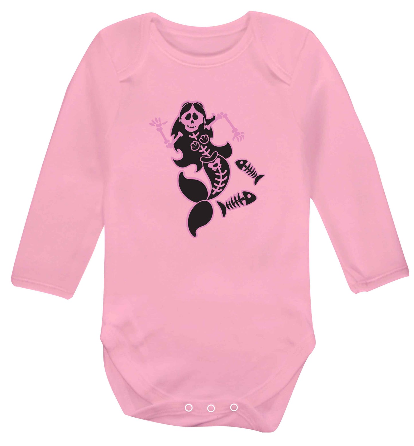 Skeleton mermaid baby vest long sleeved pale pink 6-12 months
