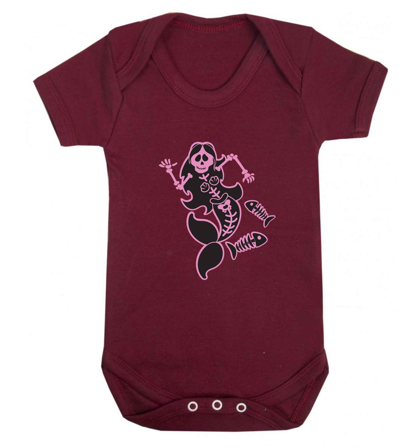Skeleton mermaid baby vest maroon 18-24 months