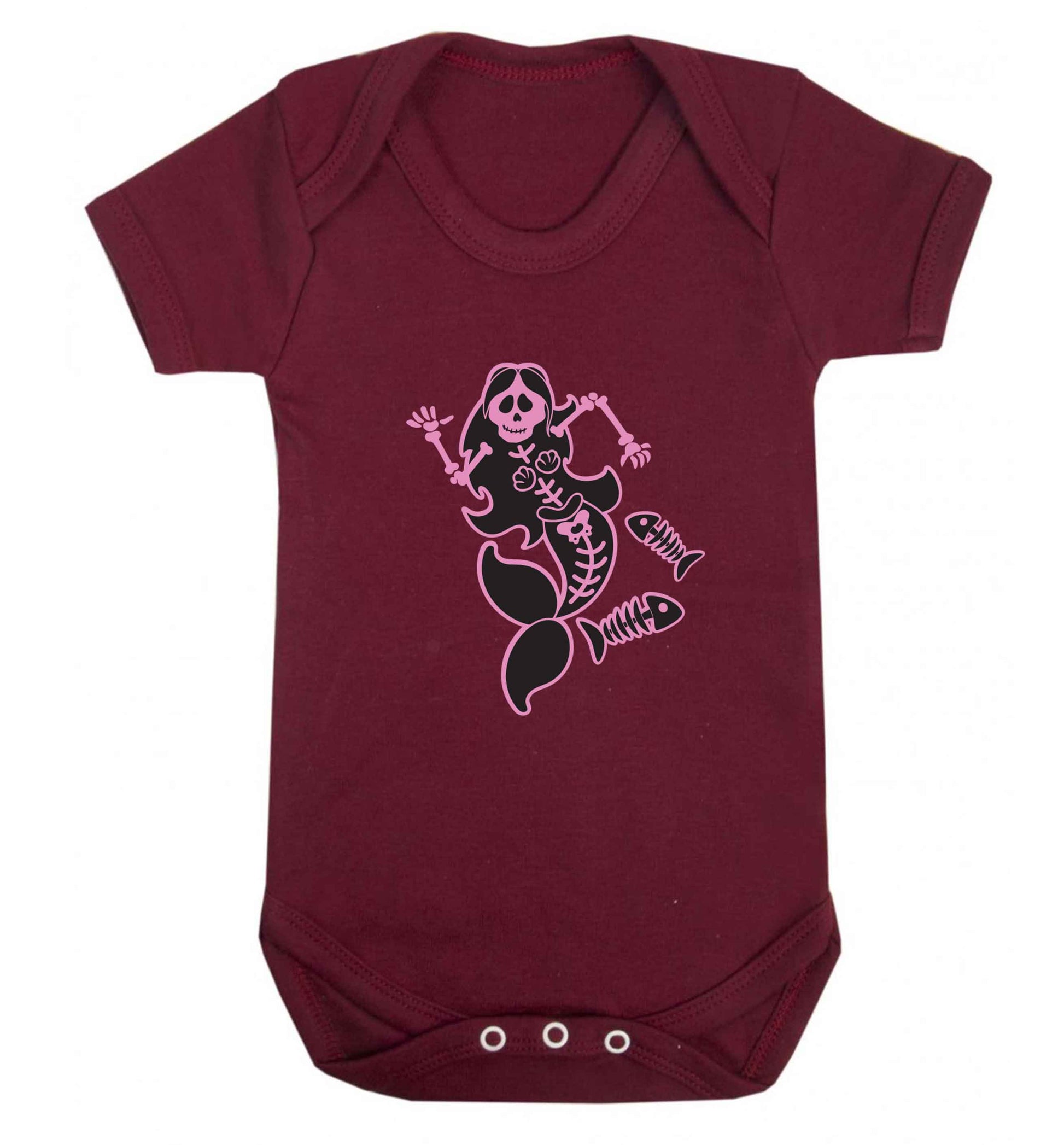 Skeleton mermaid baby vest maroon 18-24 months
