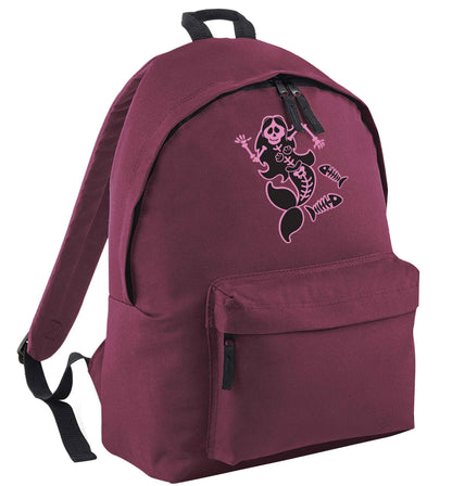 Skeleton mermaid maroon adults backpack