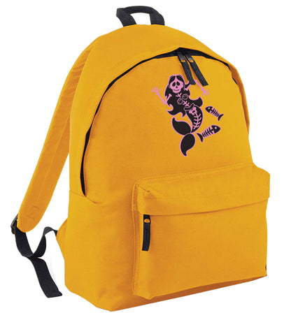 Skeleton mermaid mustard adults backpack