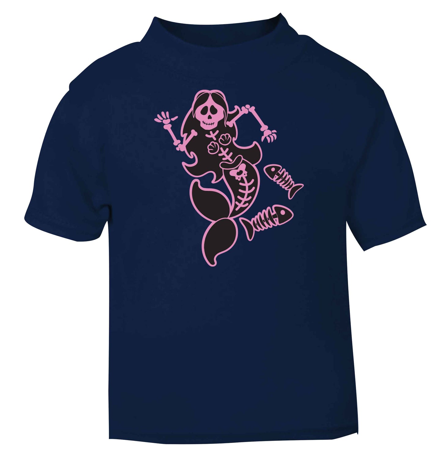 Skeleton mermaid navy baby toddler Tshirt 2 Years