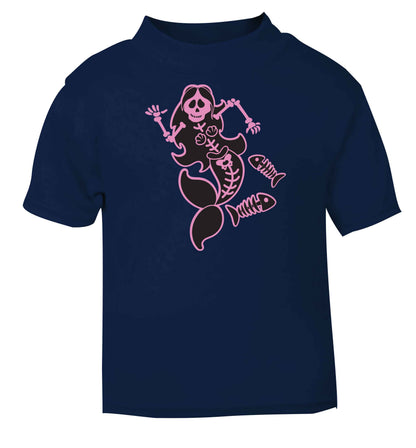 Skeleton mermaid navy baby toddler Tshirt 2 Years
