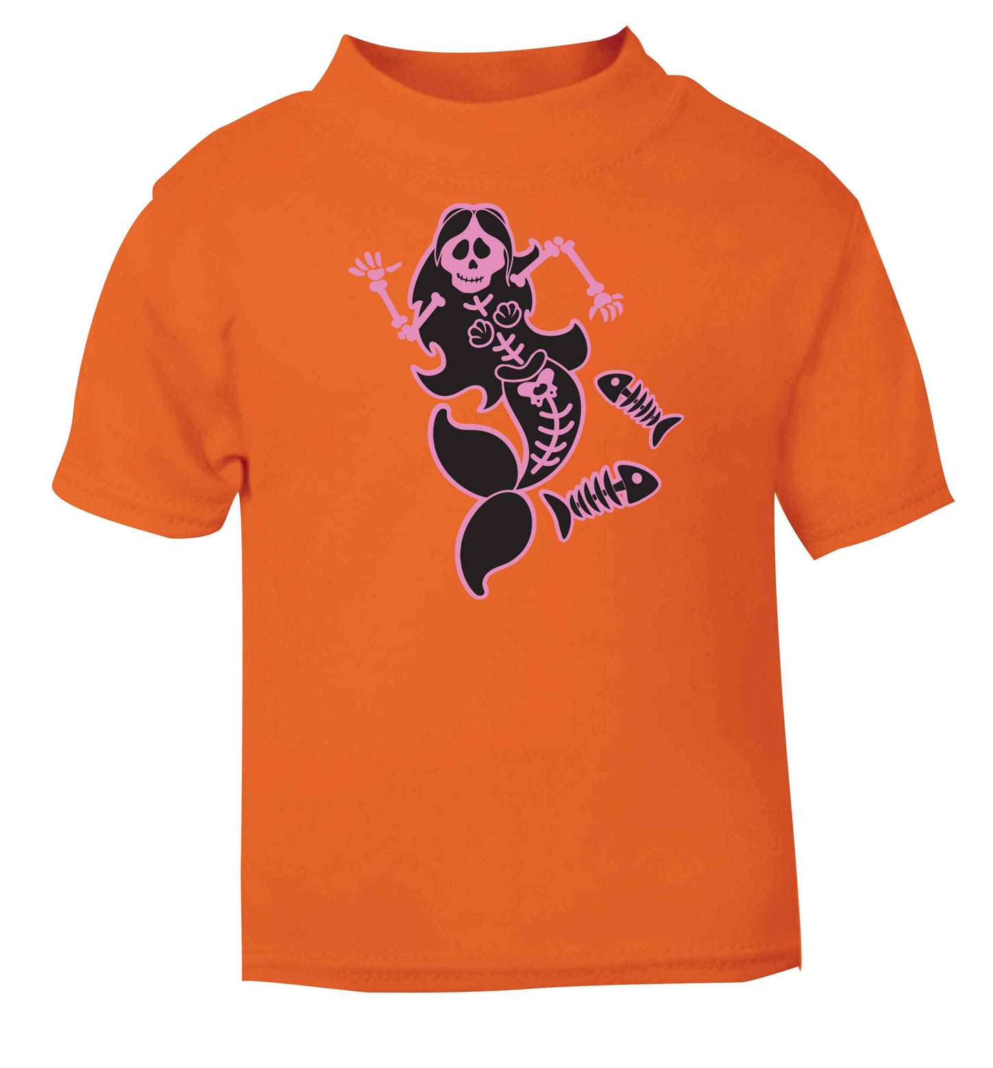 Skeleton mermaid orange baby toddler Tshirt 2 Years