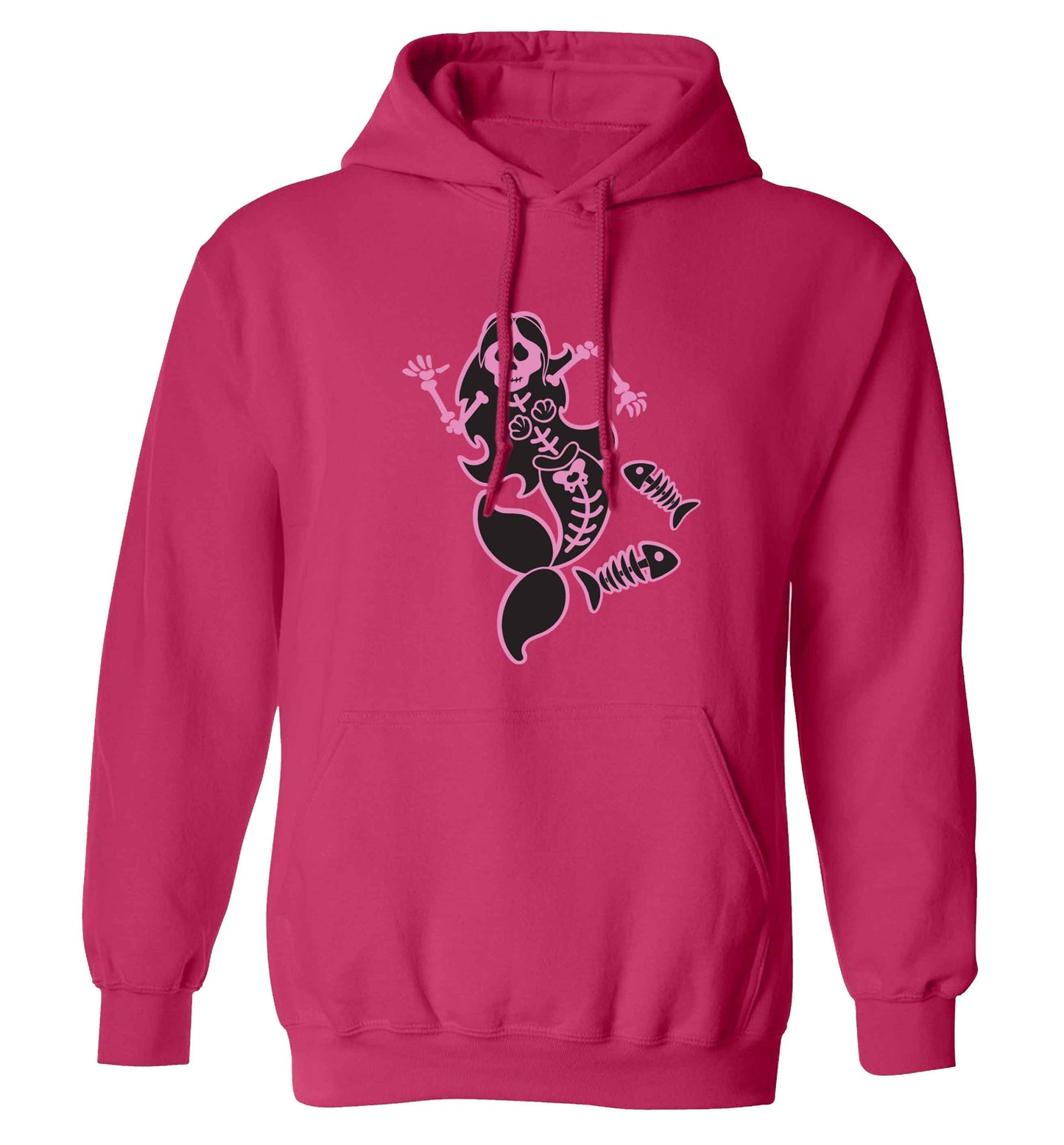 Skeleton mermaid adults unisex pink hoodie 2XL