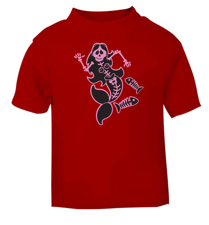 Skeleton mermaid red baby toddler Tshirt 2 Years
