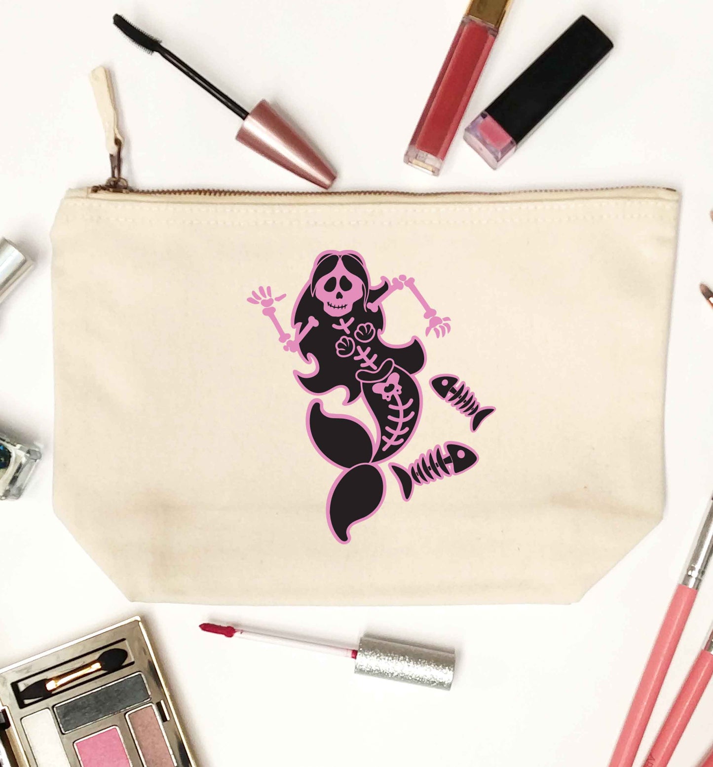 Skeleton mermaid natural makeup bag