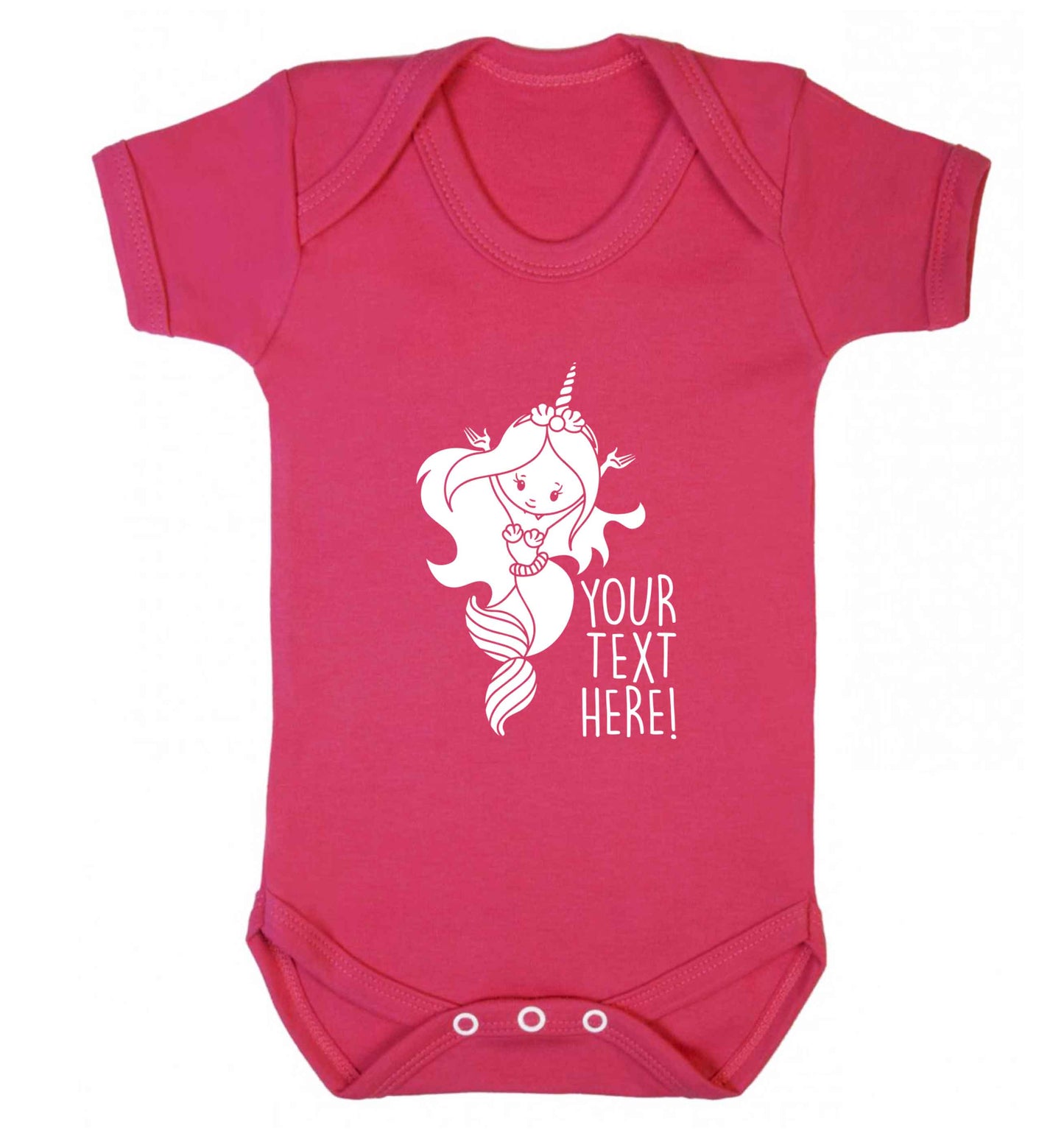 Mermaid with unicorn headband any text baby vest dark pink 18-24 months