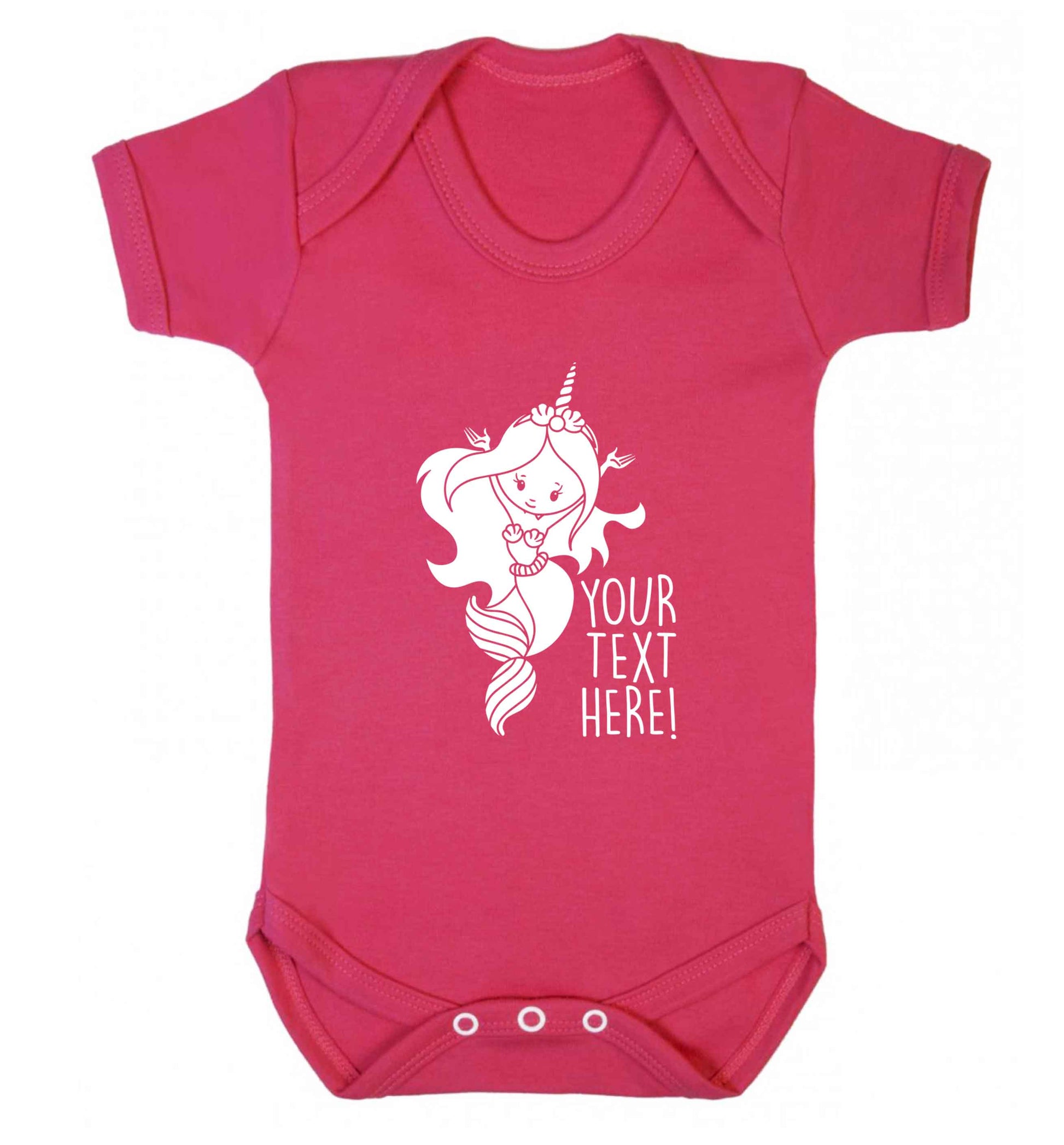 Mermaid with unicorn headband any text baby vest dark pink 18-24 months