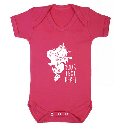 Mermaid with unicorn headband any text baby vest dark pink 18-24 months