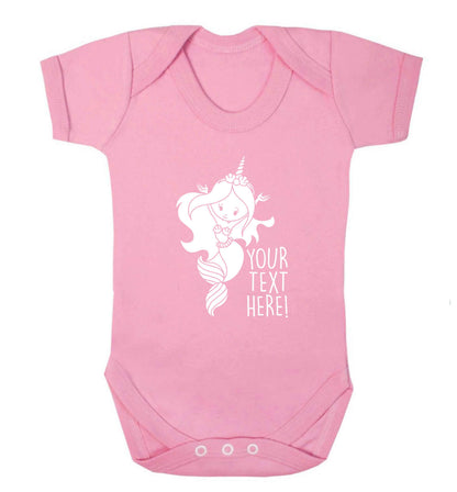 Mermaid with unicorn headband any text baby vest pale pink 18-24 months