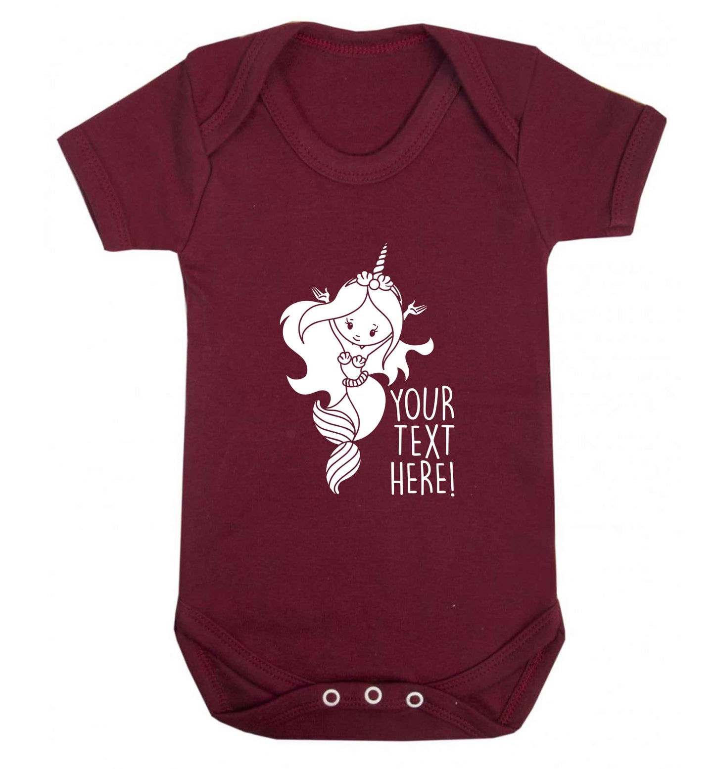 Mermaid with unicorn headband any text baby vest maroon 18-24 months
