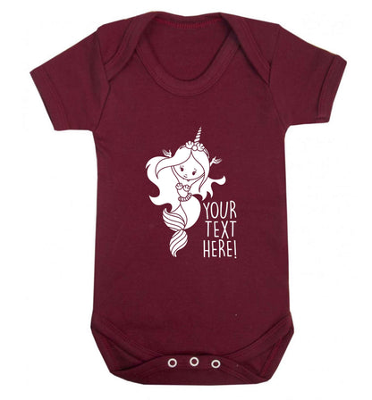 Mermaid with unicorn headband any text baby vest maroon 18-24 months