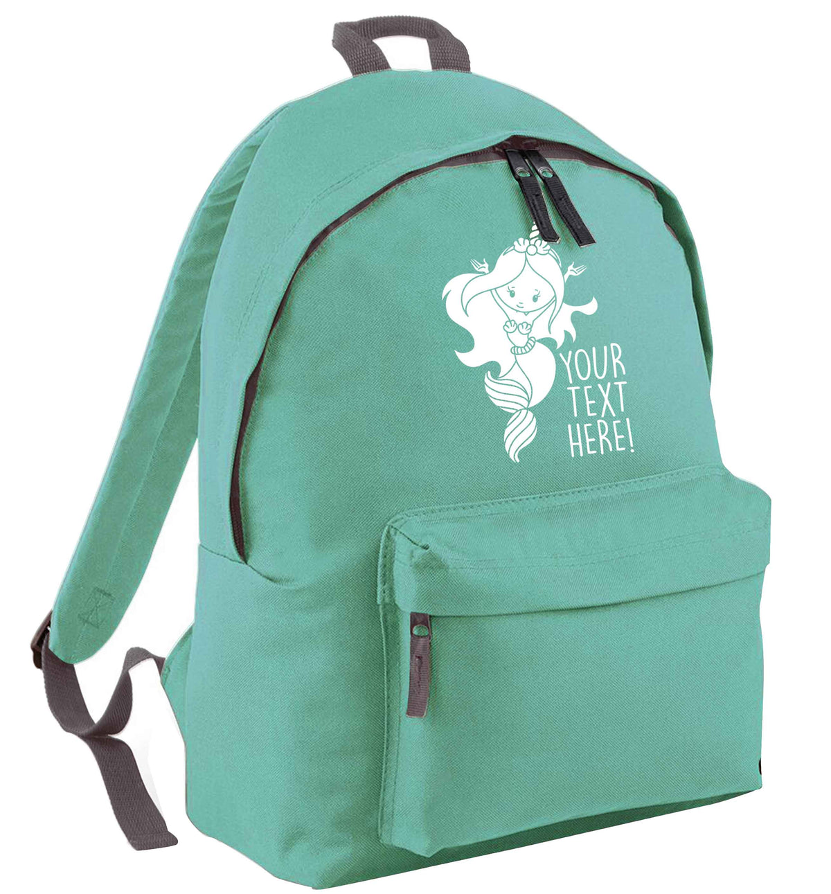 Mermaid with unicorn headband any text mint adults backpack