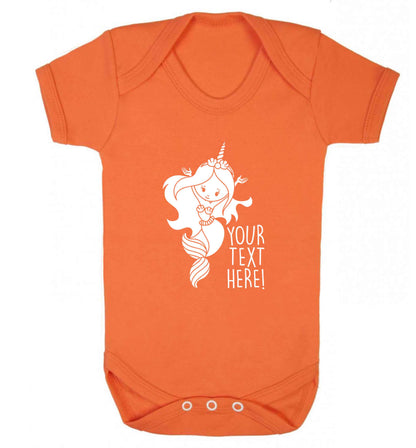 Mermaid with unicorn headband any text baby vest orange 18-24 months
