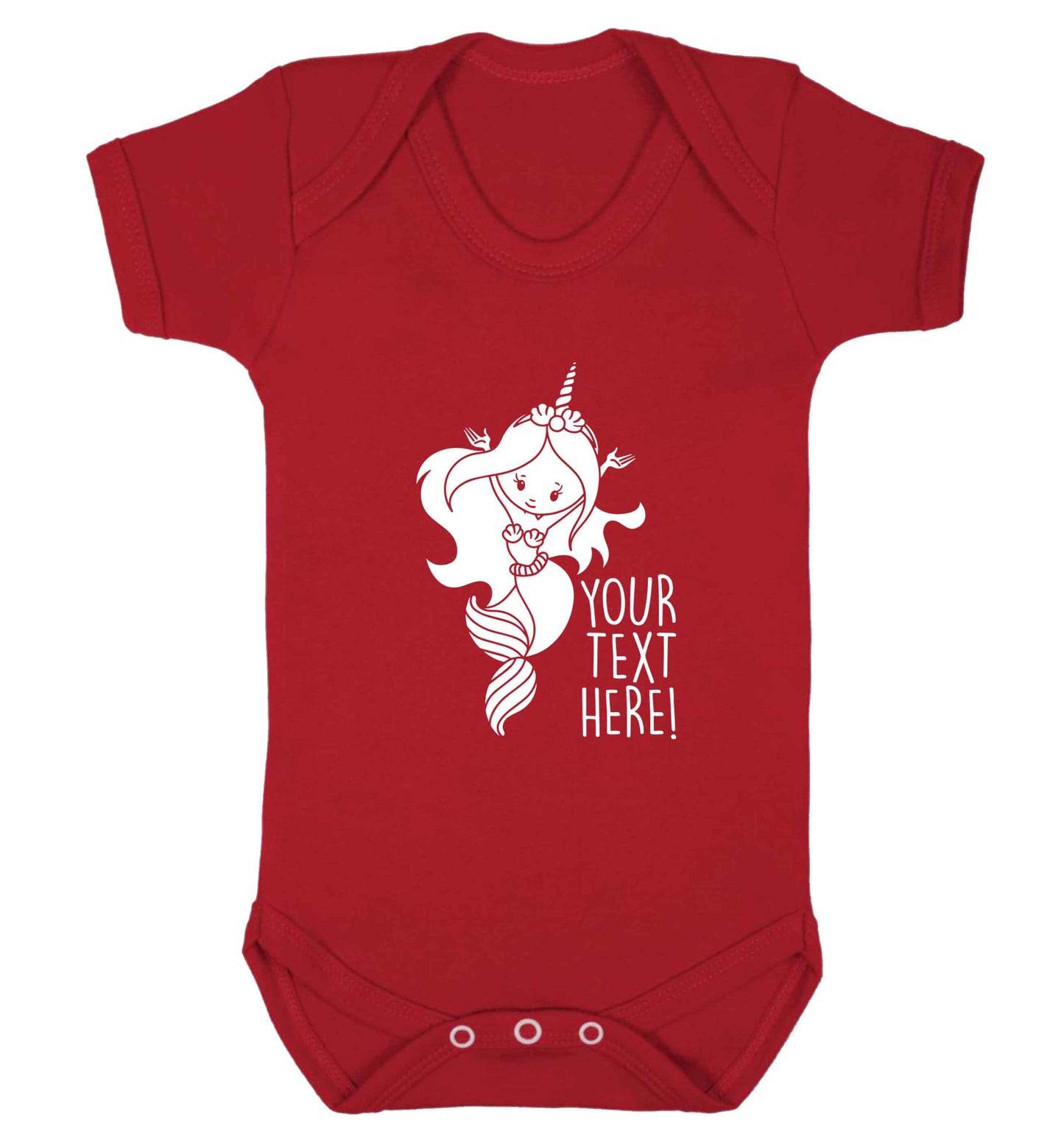 Mermaid with unicorn headband any text baby vest red 18-24 months