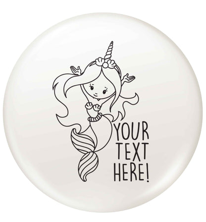 Mermaid with unicorn headband any text small 25mm Pin badge
