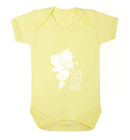 Mermaid with unicorn headband any text baby vest pale yellow 18-24 months